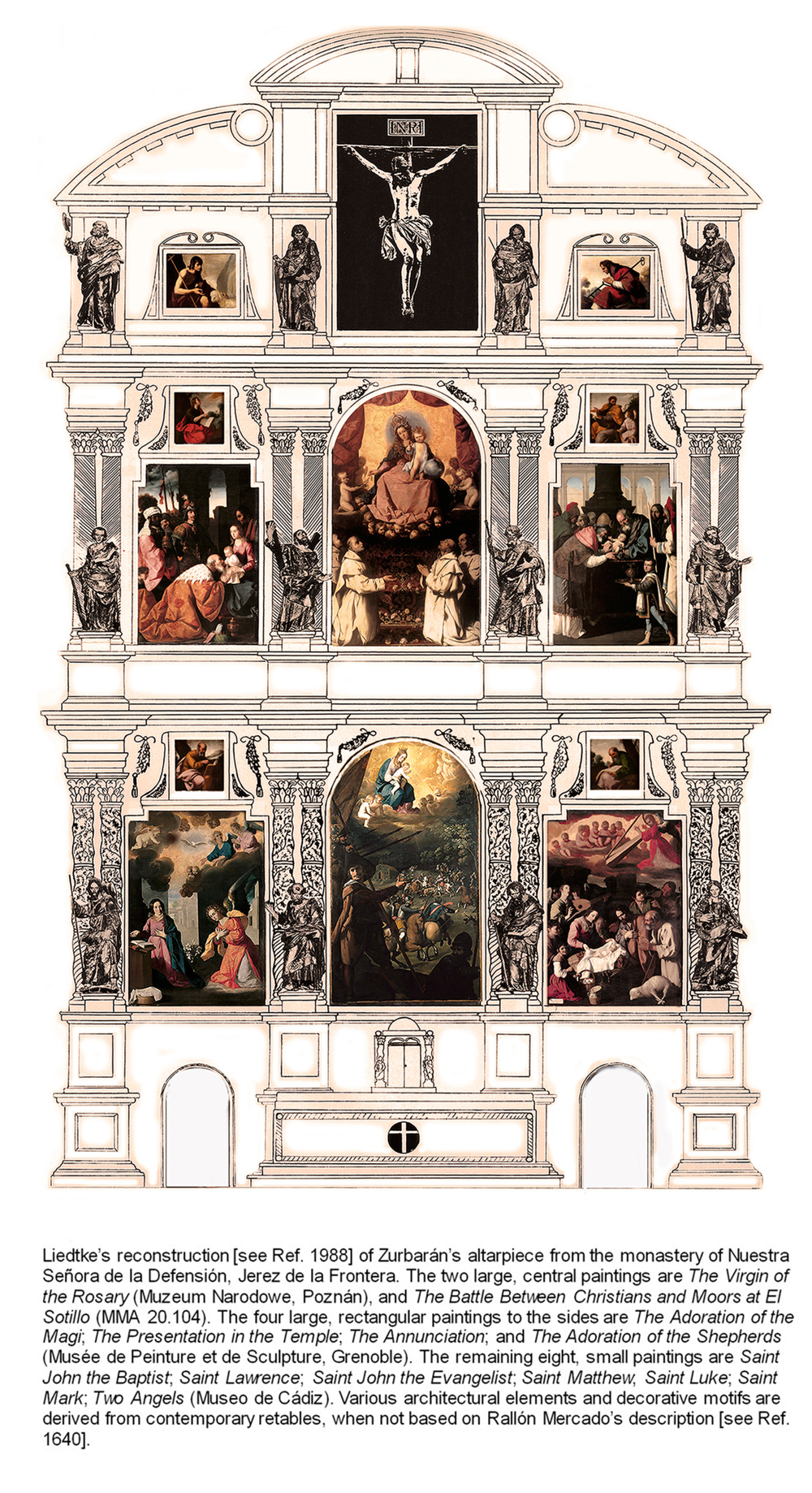 Reconstruction by Walter Liedtke of the altarpiece for the monastery of Nuestra Señora de la Defensión, Metropolitan Museum, New York
